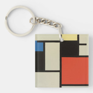 Mondriaanse samenstelling Moderne Abstracte schild Sleutelhanger
