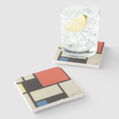 Mondriaanse samenstelling Moderne Abstracte schild Stenen Onderzetter (Zijkant)