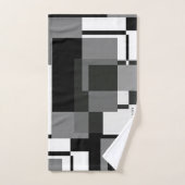 Mondriaanse stijl Abstract Matig Patroon Zwart wit Bad Handdoek (Handdoek)