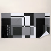 Mondriaanse stijl Abstract Matig Patroon Zwart wit Strandlaken (Voorkant)