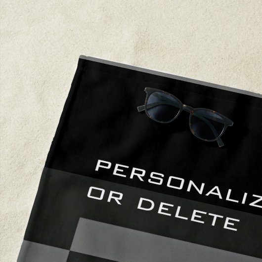 Mondriaanse stijl Abstract Matig Patroon Zwart wit Strandlaken (In situ)