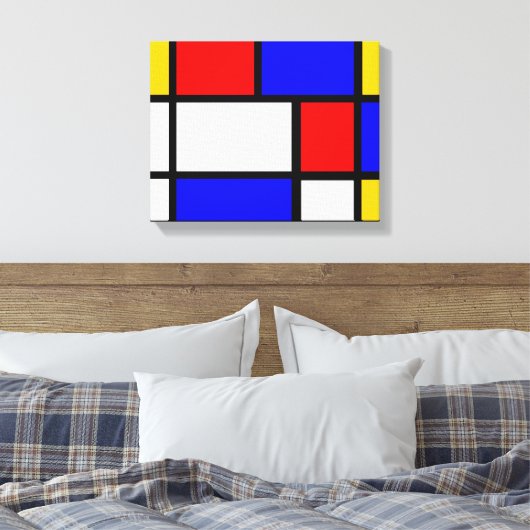Mondriaanse stijl canvas afdruk (Insitu (Slaapkamer))