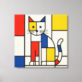 Mondriaanse stijl geometrische kat abstracte popar canvas afdruk (Voorkant)
