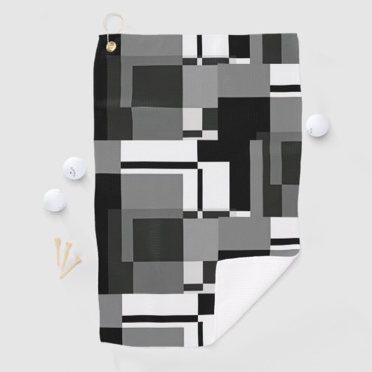 Mondriaanse stijl Grijze Abstracte Moderne Geometr Golfhanddoek (Insitu)