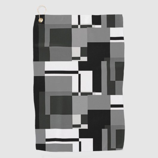 Mondriaanse stijl Grijze Abstracte Moderne Geometr Golfhanddoek (Voorkant)