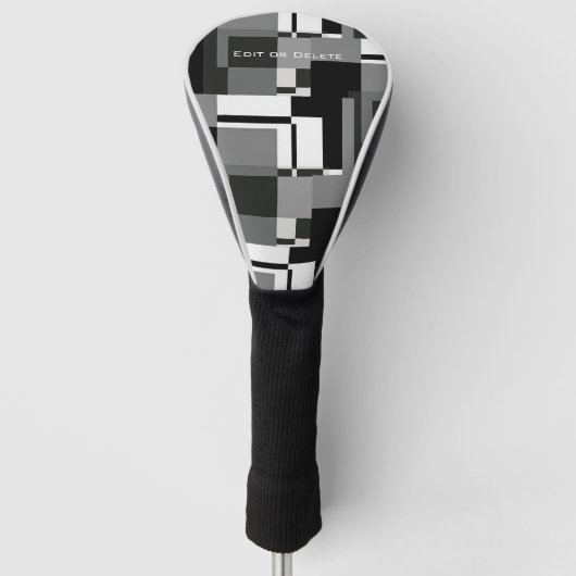 Mondriaanse stijl Grijze Abstracte Moderne Geometr Golfheadcover (Voorkant)