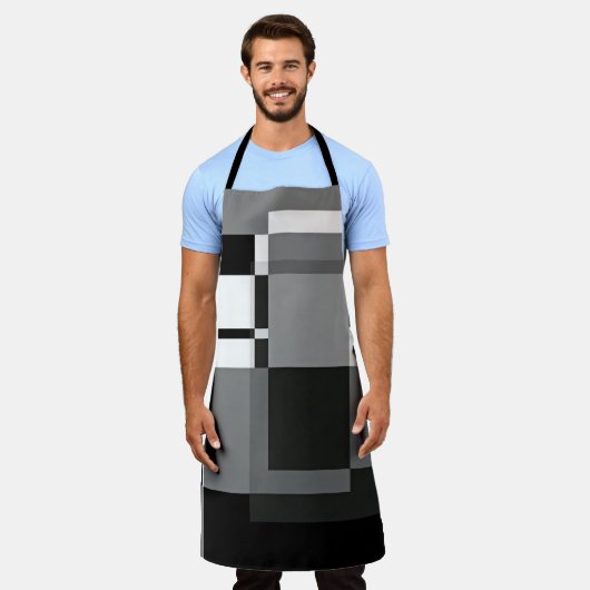 Mondriaanse stijl Grijze Abstracte Moderne Geometr Schort (Gedragen)