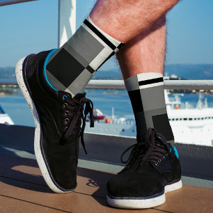 Mondriaanse stijl Grijze Abstracte Moderne Geometr Sokken