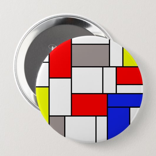 Mondriaanse stijl ronde button 4,0 cm (Voorkant /achterkant)