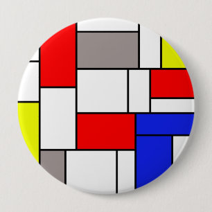 Mondriaanse stijl ronde button 4,0 cm