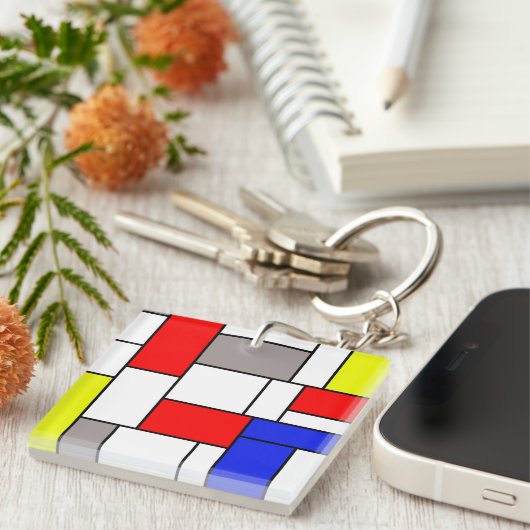 Mondriaanse stijl sleutelhanger (Voorkant Rechts)