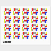 Mondriaanse stijl vierkante sticker (Vel)