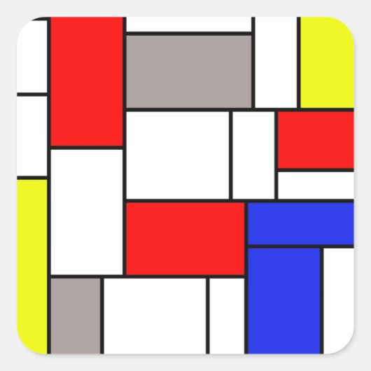 Mondriaanse stijl vierkante sticker (Voorkant)