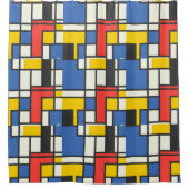 Mondriaanstijl kleurblokken douchegordijn (Voorkant)