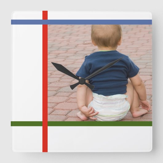 mondrian aanpasbare kleurenblok-baby muurklok vierkante klok (Voorkant)