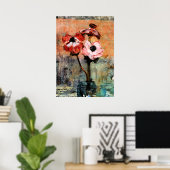 Mondrian - Anemonen in een vaas Poster (Thuiskantoor)