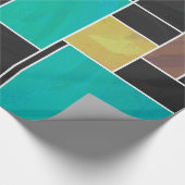 Mondrian Blauwgroen Brown Black Print Cadeaupapier (Hoek)