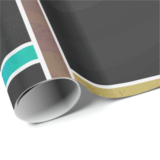 Mondrian Blauwgroen Brown Black Print Cadeaupapier (Rol Hoek)