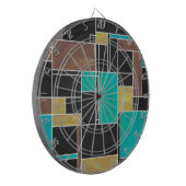 Mondrian Blauwgroen Brown Black Print Dartbord (Voorkant Links)
