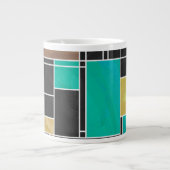 Mondrian Blauwgroen Brown Black Print Grote Koffiekop (Voorkant)