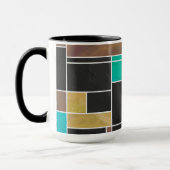 Mondrian Blauwgroen Brown Black Print Mok (Links)