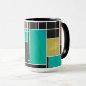 Mondrian Blauwgroen Brown Black Print Mok (Voorkant rechts)