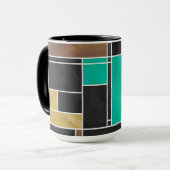 Mondrian Blauwgroen Brown Black Print Mok (Voorkant links)