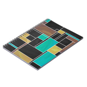 Mondrian Blauwgroen Brown Black Print Notitieboek