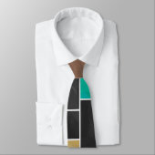 Mondrian Blauwgroen Brown Black Print Stropdas (Gebonden)