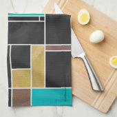 Mondrian Blauwgroen Brown Black Print Theedoek (Quarter Fold)