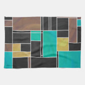 Mondrian Blauwgroen Brown Black Print Theedoek (Horizontaal)