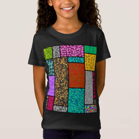 Mondrian Bloem Grafisch Ontwerp Abstractie T-shirt (Voorkant)