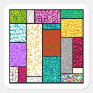 Mondrian Bloem Grafisch Ontwerp Abstractie Vierkante Sticker