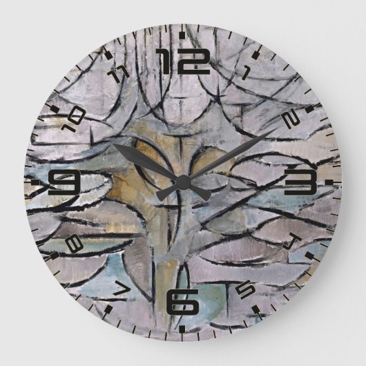 Mondrian Bloom Abstract Art Wall Clock Grote Klok (Voorkant)