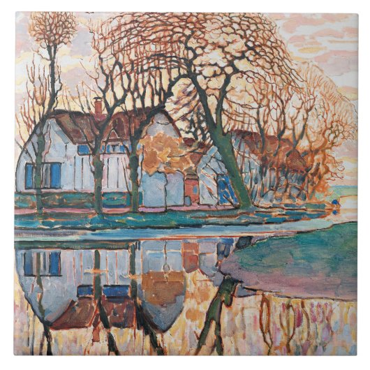 Mondrian - Boerderij bij Duivendrecht, Tegeltje (Voorkant)