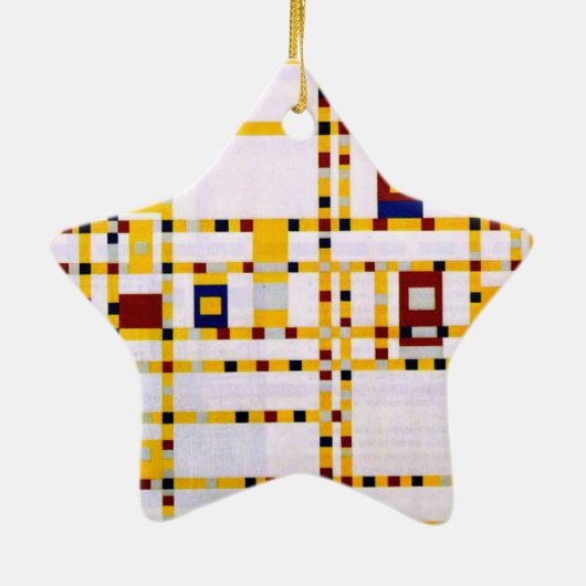 Mondrian - Broadway Boogie Woogie Keramisch Ornament (Achterkant)