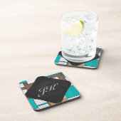 Mondrian Brown Yellow Blauwgroen Print Bier Onderzetter (Rechterzijde)