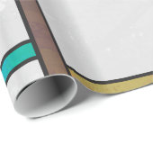 Mondrian Brown Yellow Blauwgroen Print Cadeaupapier (Rol Hoek)