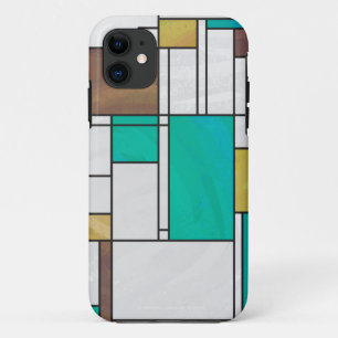 Mondrian Brown Yellow Blauwgroen Print Case-Mate iPhone Case