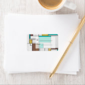 Mondrian Brown Yellow Blauwgroen Print Etiket (Insitu)