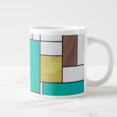 Mondrian Brown Yellow Blauwgroen Print Grote Koffiekop (Rechts)