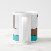 Mondrian Brown Yellow Blauwgroen Print Grote Koffiekop (Achterkant)