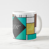 Mondrian Brown Yellow Blauwgroen Print Grote Koffiekop (Voorkant rechts)