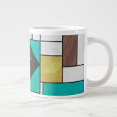 Mondrian Brown Yellow Blauwgroen Print Grote Koffiekop (Rechts)