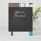 Mondrian Brown Yellow Blauwgroen Print Kaart (Staand voorkant)