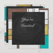 Mondrian Brown Yellow Blauwgroen Print Kaart (Voorkant / Achterkant)