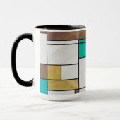 Mondrian Brown Yellow Blauwgroen Print Mok (Links)