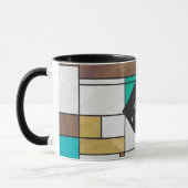 Mondrian Brown Yellow Blauwgroen Print Mok (Links)