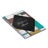 Mondrian Brown Yellow Blauwgroen Print Notitieboek (Rechterzijde)