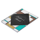Mondrian Brown Yellow Blauwgroen Print Notitieboek (Linkerzijde)